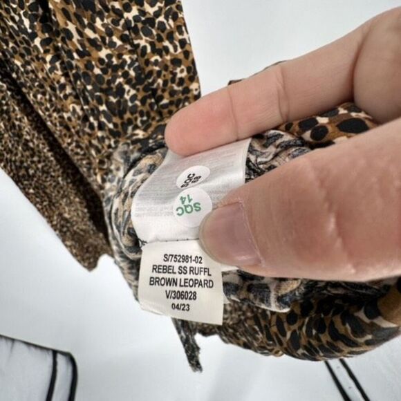 Old Navy Waist-Defined Ruffle-Trim‎ Mini Dress Leopard Print Size Large - Picture 7 of 16